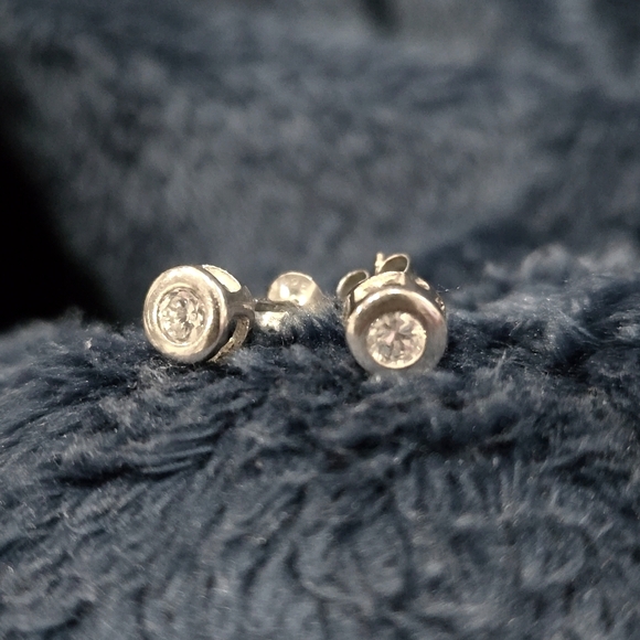 C.Z. earrings sterling silver 925 Unisex - Picture 1 of 5